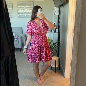 Fuchsia Smock Tiered Dress